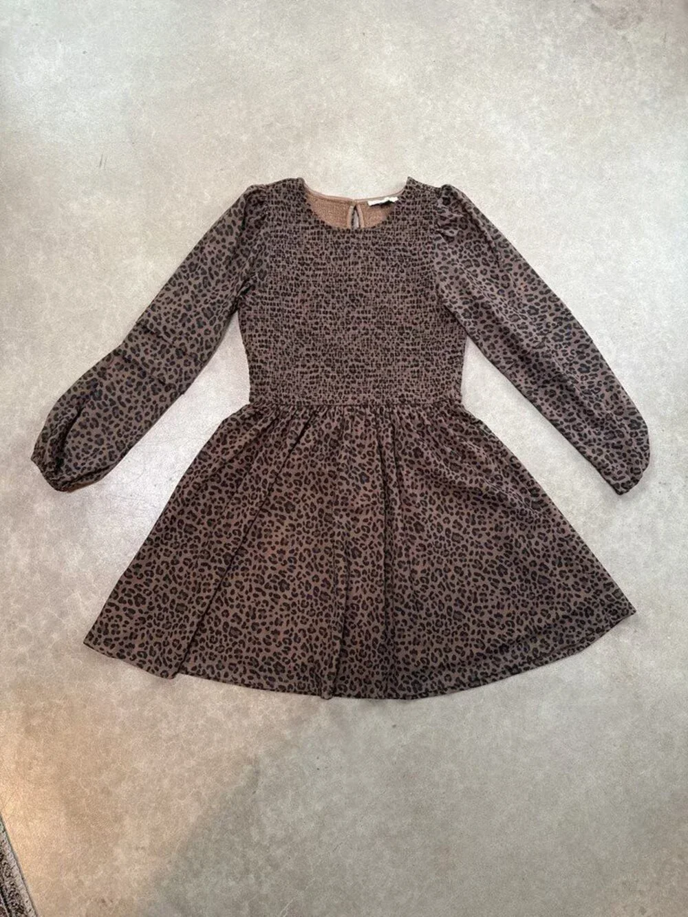 American Eagle Smocked Leopard Print Dress